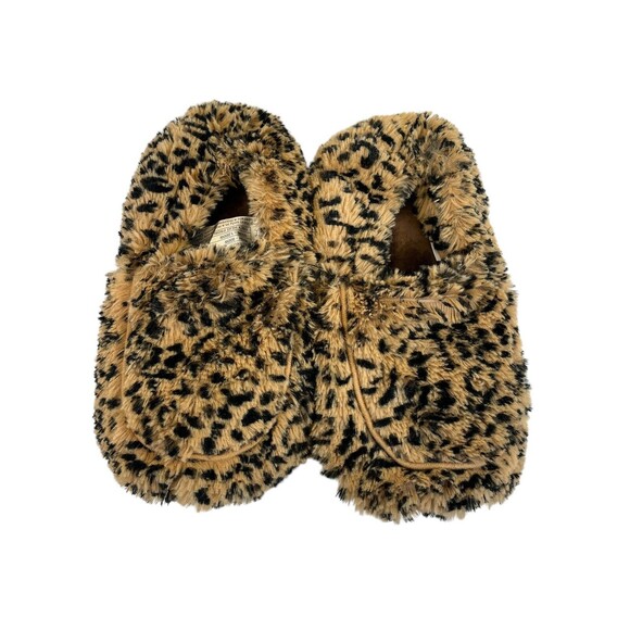 Warmies Woman's Microwavable Fuzzy Slippers. Leopard Print. One‎ size Up to Sz 9 - Picture 1 of 7